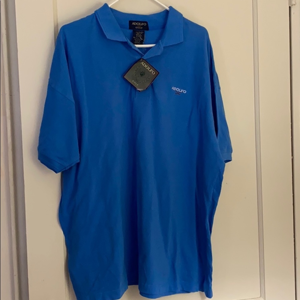 NWT Adolfo men’s blue short sleeve polo shirt